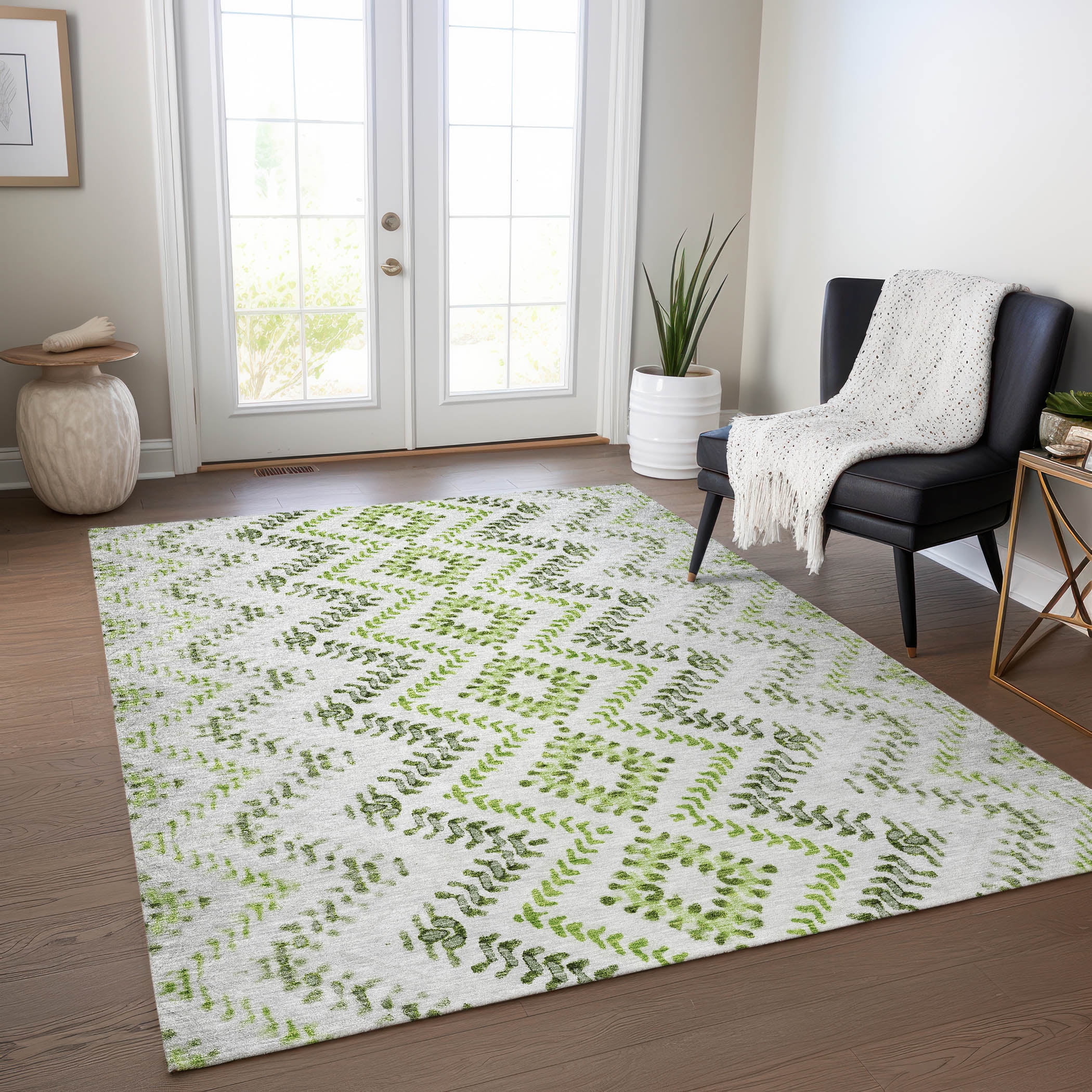 Addison Rugs Chantille Indoor/Outdoor Transitional Geometric Aloe ...