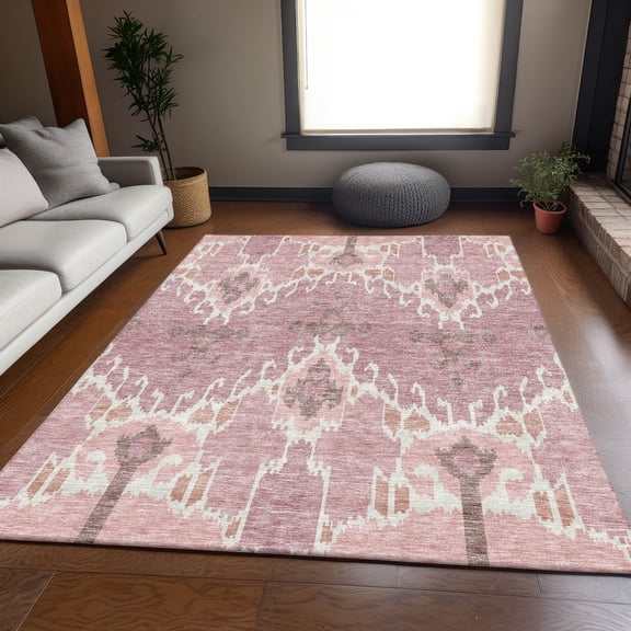 Addison Rugs Chantille Indoor/Outdoor Transitional Ikat Blush Washable Rectangle Rug, 3' x 5'