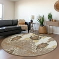 thumbnail image 1 of Addison Rugs Chantille Indoor/Outdoor Transitional Ikat Brown Washable Round Rug, 8' x 8', 1 of 6