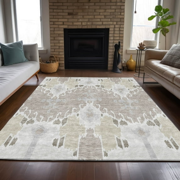 Addison Rugs Chantille Indoor/Outdoor Transitional Ikat Ivory Washable Rectangle Rug, 2'6" x 3'10"