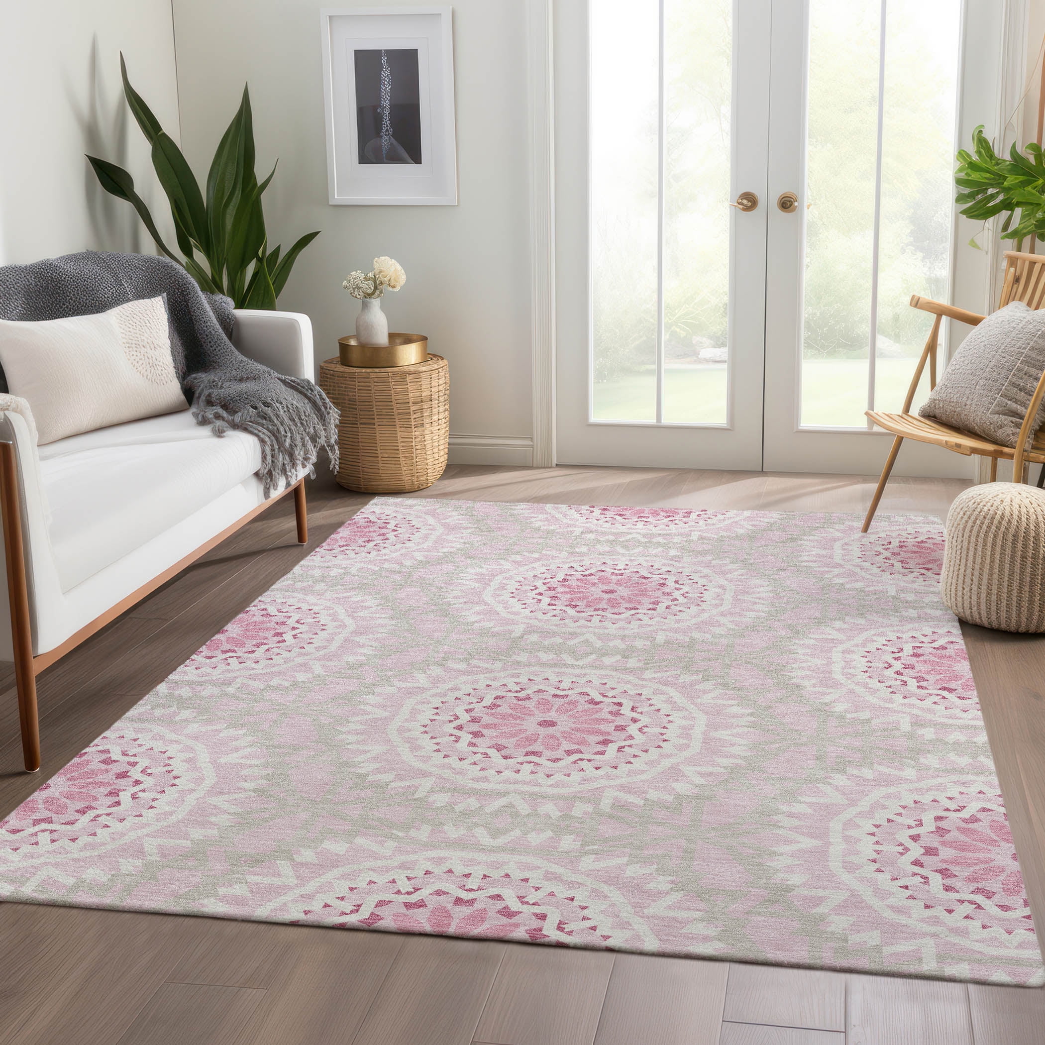 Addison Rugs Chantille Indoor/Outdoor Transitional Circles Pink ...