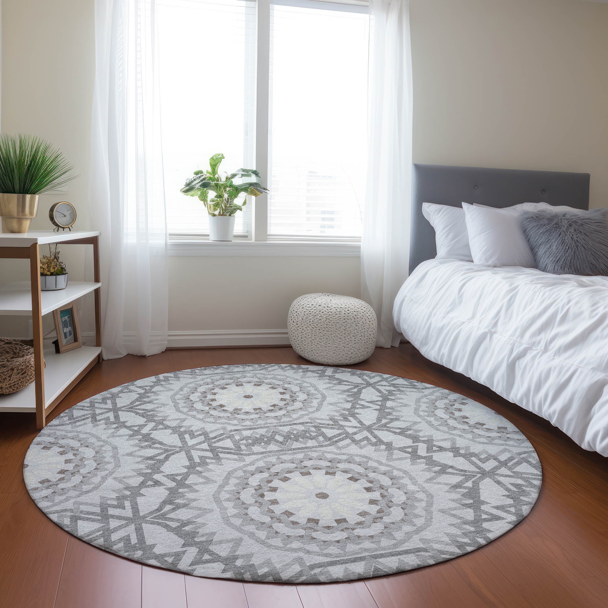 Addison Rugs Chantille Indoor/Outdoor Transitional Circles Silver ...