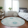 thumbnail image 1 of Addison Rugs Chantille Indoor/Outdoor Transitional Circles Teal Washable Round Rug, 8' x 8', 1 of 5