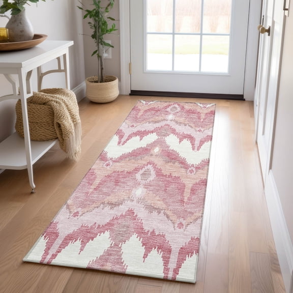 Addison Rugs Chantille Indoor/Outdoor Transitional Ikat Blush Washable Runner Rug, 2'3" x 7'6"