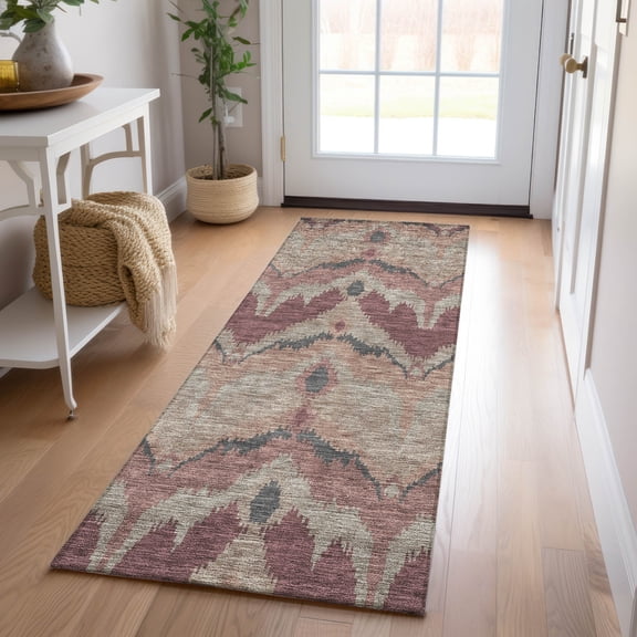 Addison Rugs Chantille Indoor/Outdoor Transitional Ikat Burgundy Washable Runner Rug, 2'3" x 7'6"