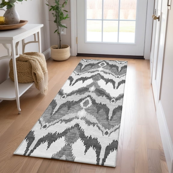 Addison Rugs Chantille Indoor/Outdoor Transitional Ikat Gray Washable Runner Rug, 2'3" x 7'6"