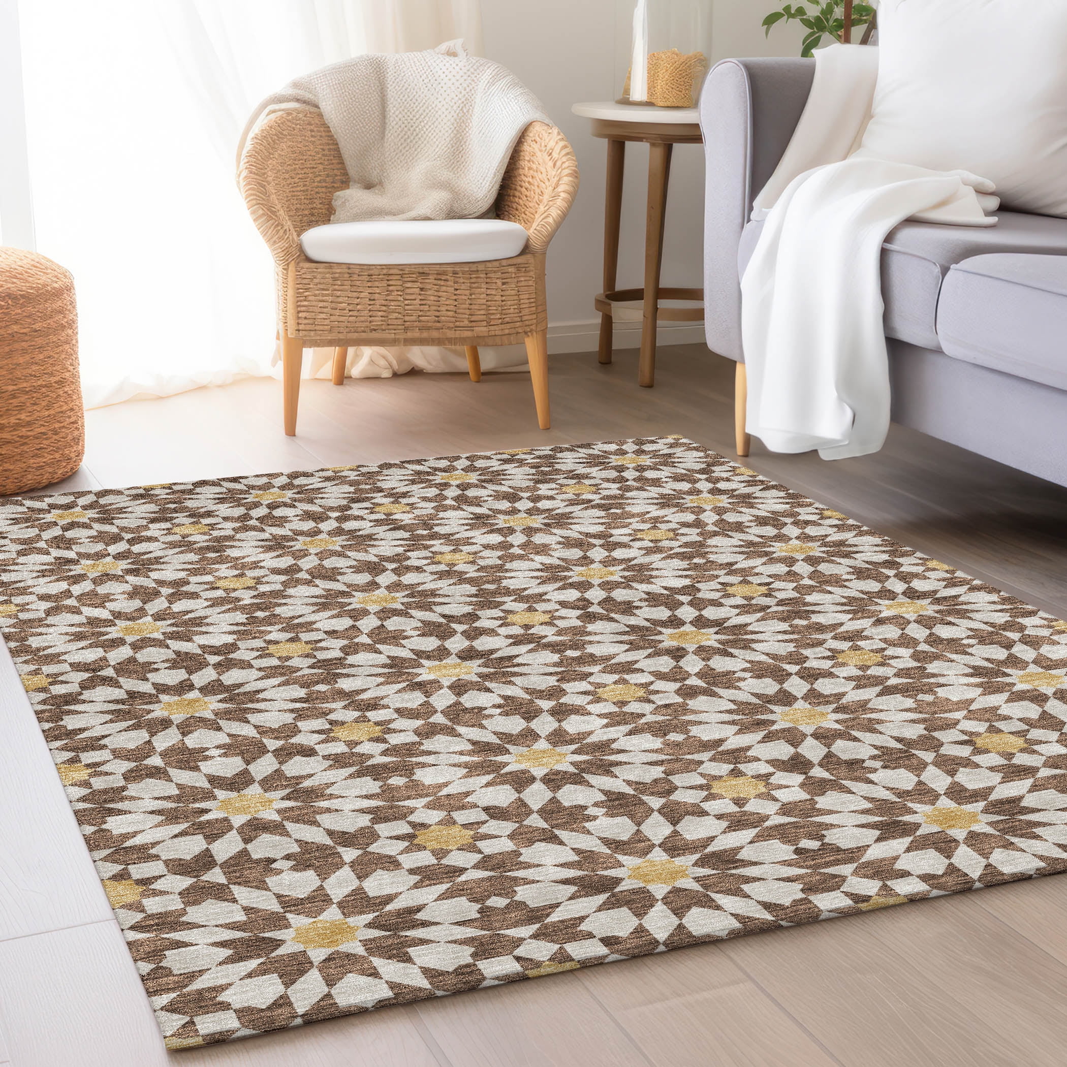 Addison Rugs Chantille Indoor/Outdoor Transitional Spiral Chocolate Washable Rectangle Rug, 10' x 14'