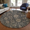 thumbnail image 1 of Addison Rugs Chantille Indoor/Outdoor Traditional Oriental Gray Washable Round Rug, 8' x 8', 1 of 5