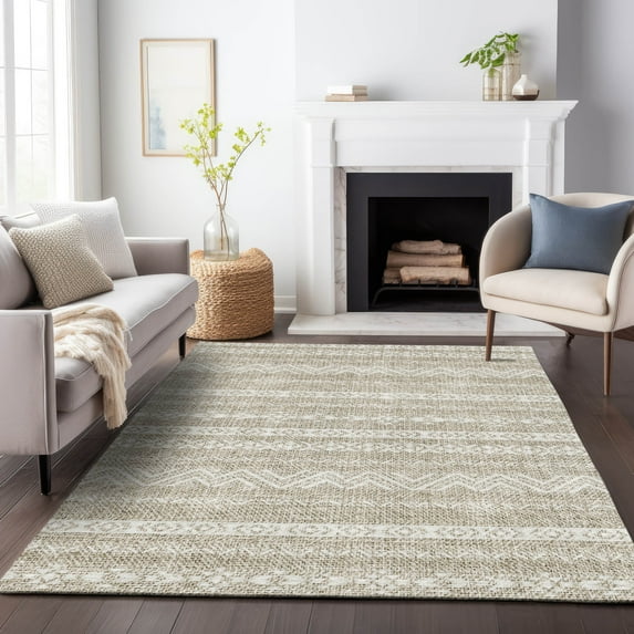 Addison Rugs Chantille Indoor/Outdoor Transitional Southwest Beige Washable Rectangle Rug, 9' x 12'