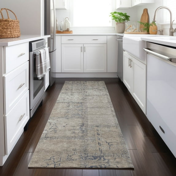 Addison Rugs Chantille Indoor/Outdoor Transitional Patchwork Beige Washable Runner Rug, 2'3" x 7'6"