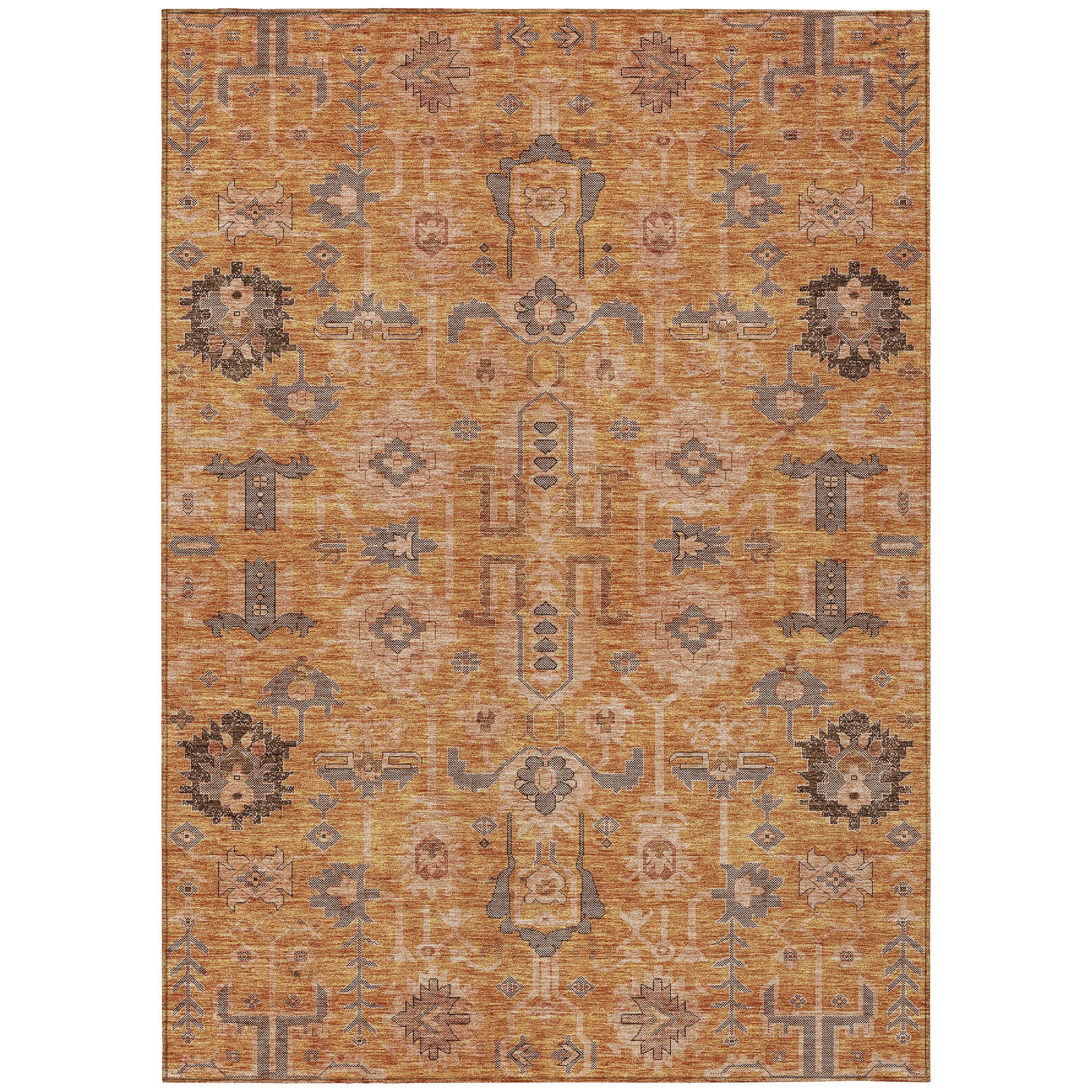 Terracotta 3' x 5' Machine Washable Synthetic Area Rug