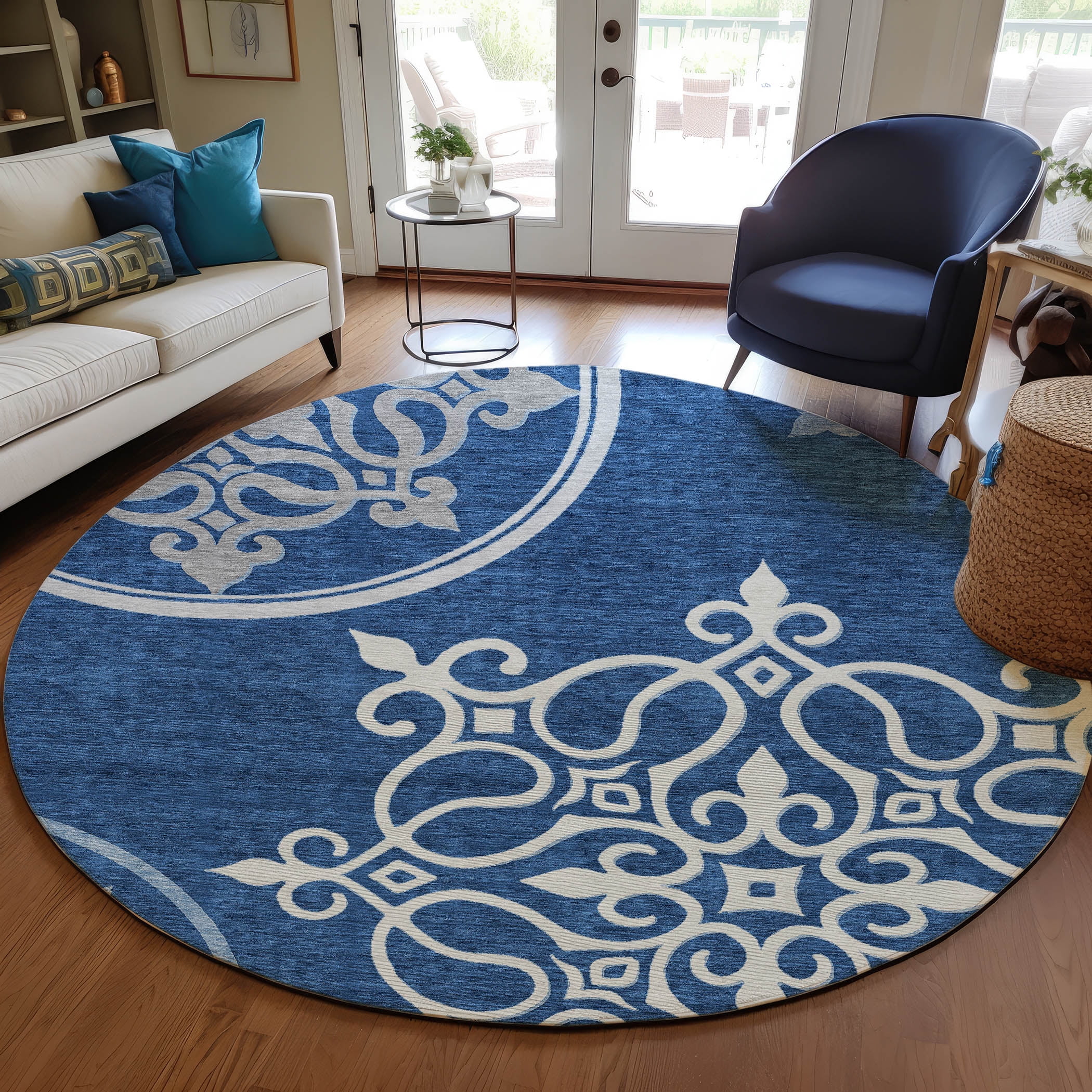 Addison Rugs Chantille Indoor/Outdoor Transitional Scrolls Navy ...