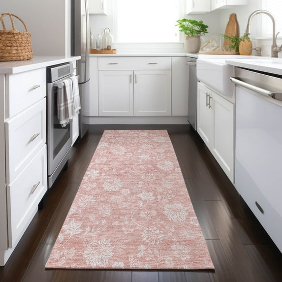 Addison Rugs Chantille Indoor/Outdoor Transitional Floral Pink Washable Runner Rug, 2'3" x 7'6"