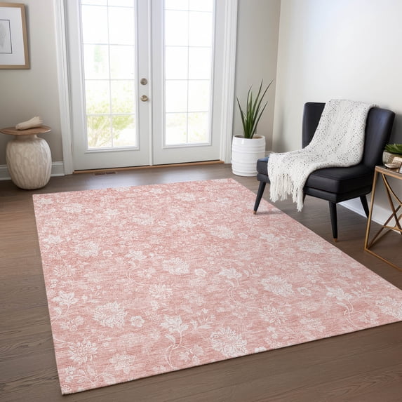 Addison Rugs Chantille Indoor/Outdoor Transitional Floral Pink Washable Rectangle Rug, 9' x 12'