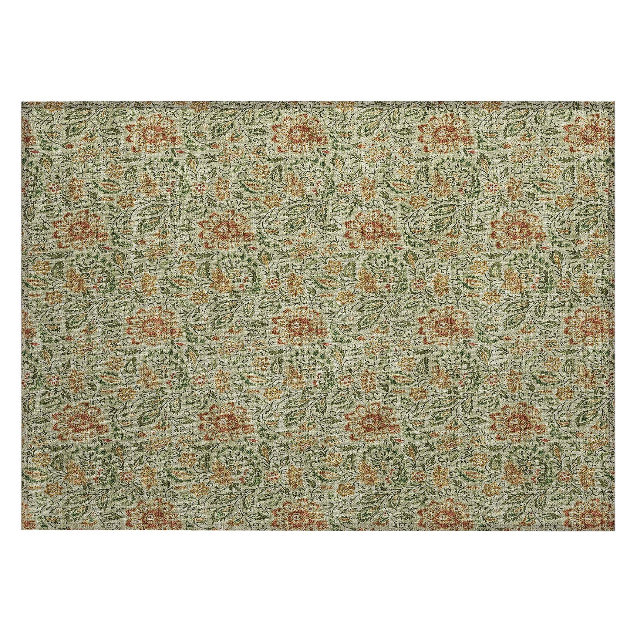 Aloe Green Flat Woven Synthetic Rectangular Rug 1'8" x 2'6"