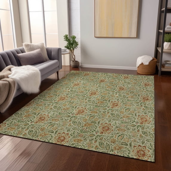 Addison Rugs Chantille Indoor/Outdoor Transitional Floral Aloe Washable Rectangle Rug, 3' x 5'