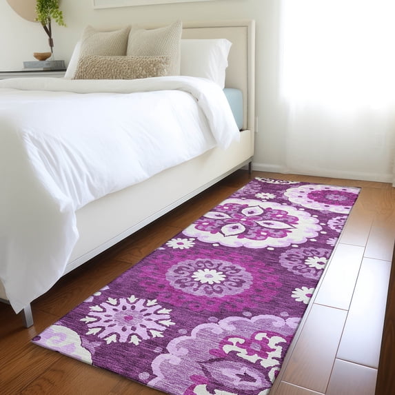 Addison Rugs Chantille Indoor/Outdoor Transitional Kaleidoscope Eggplant Washable Runner Rug, 2'3" x 7'6"