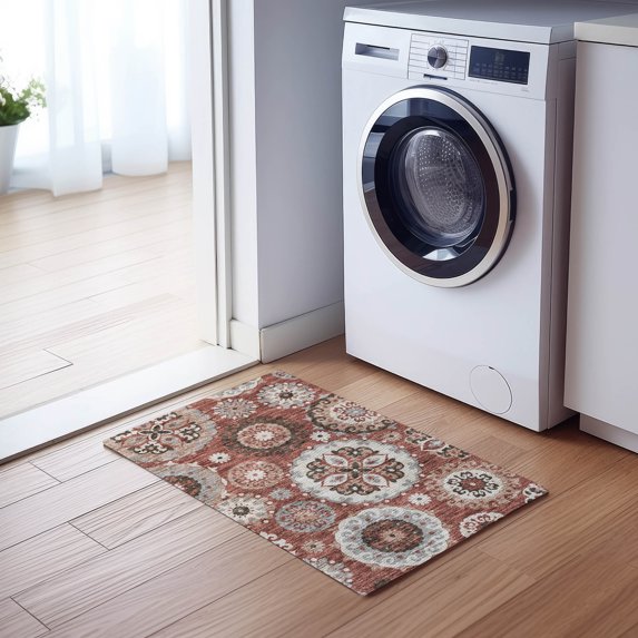 Addison Rugs Chantille Indoor/Outdoor Transitional Kaleidoscope Paprika Washable Rectangle Rug, 1'8" x 2'6"