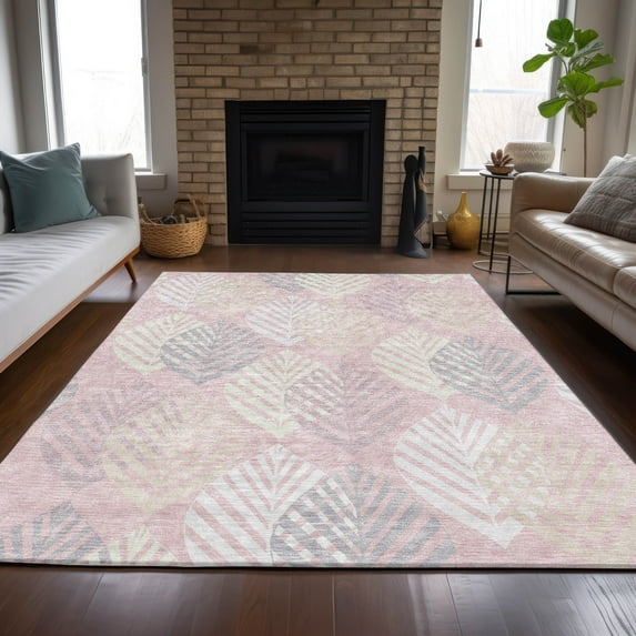 Addison Rugs Chantille Indoor/Outdoor Transitional Floral Pink Washable Rectangle Rug, 3' x 5'