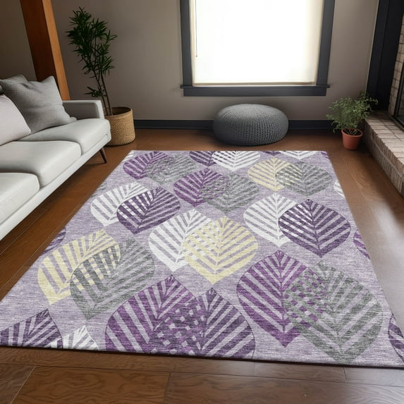 Addison Rugs Chantille Indoor/Outdoor Transitional Floral Purple Washable Rectangle Rug, 8' x 10'