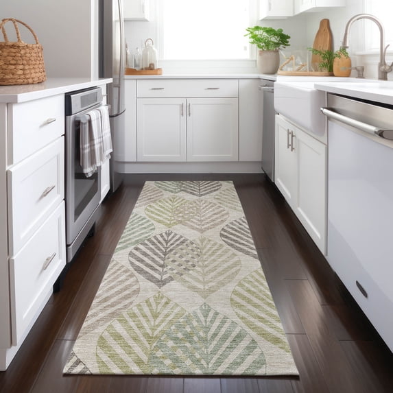 Addison Rugs Chantille Indoor/Outdoor Transitional Floral Beige Washable Runner Rug, 2'3" x 7'6"