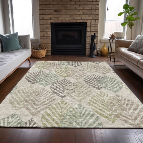Addison Rugs Chantille Indoor/Outdoor Transitional Floral Beige Washable Rectangle Rug, 2'6" x 3'10"