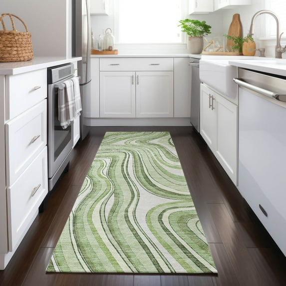 Addison Rugs Chantille Indoor/Outdoor Transitional Swirls Aloe Washable Runner Rug, 2'3" x 7'6"