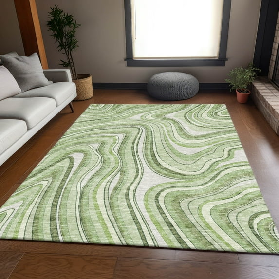 Addison Rugs Chantille Indoor/Outdoor Transitional Swirls Aloe Washable Rectangle Rug, 8' x 10'