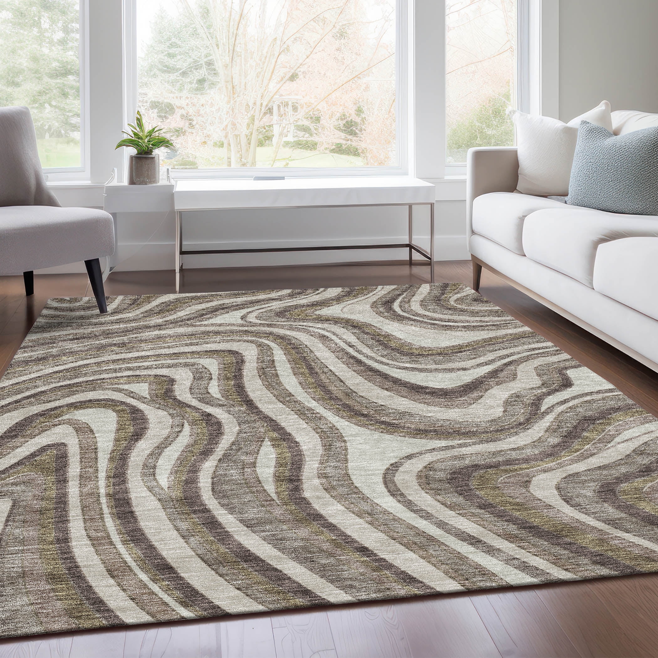 Addison Rugs Chantille Indoor/Outdoor Transitional Swirls Brown ...