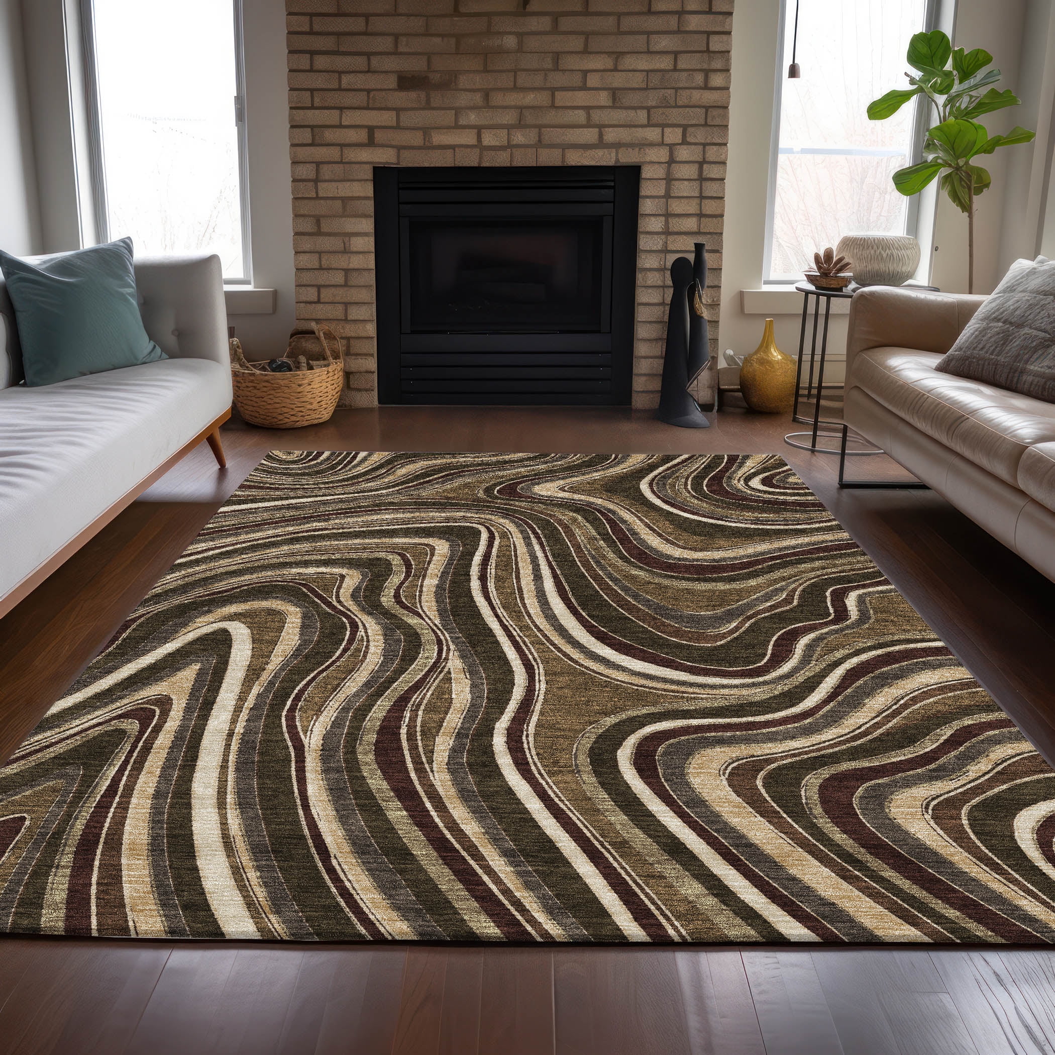 Addison Rugs Chantille Indoor/Outdoor Transitional Swirls Fudge ...