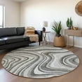 thumbnail image 1 of Addison Rugs Chantille Indoor/Outdoor Transitional Swirls Gray Washable Round Rug, 8' x 8', 1 of 6