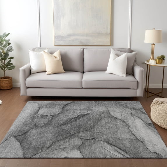 Addison Rugs Chantille Indoor/Outdoor Transitional Modern Gray Washable Rectangle Rug, 9' x 12'