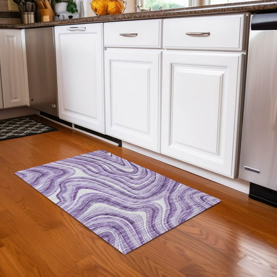 Addison Rugs Chantille Indoor/Outdoor Transitional Swirls Lavender Washable Rectangle Rug, 1'8" x 2'6"