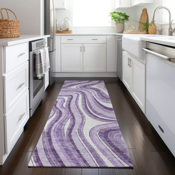 Addison Rugs Chantille Indoor/Outdoor Transitional Swirls Lavender Washable Runner Rug, 2'3" x 7'6"
