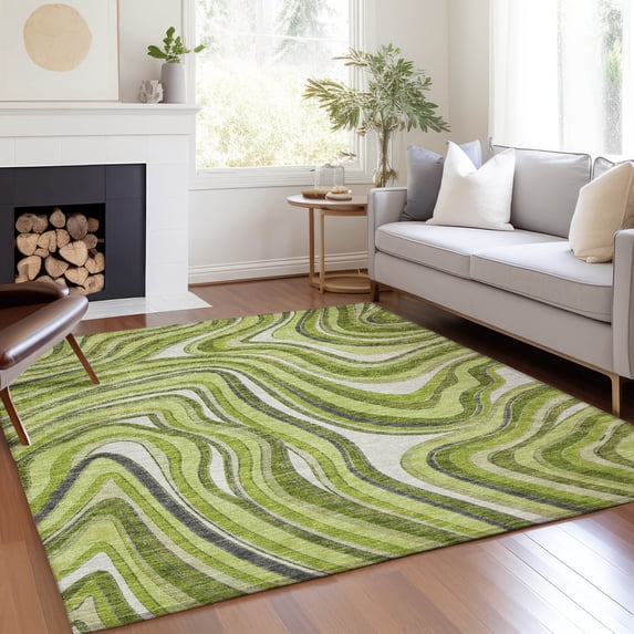 Addison Rugs Chantille Indoor/Outdoor Transitional Swirls Lime Washable Rectangle Rug, 2'6" x 3'10"