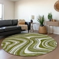 thumbnail image 1 of Addison Rugs Chantille Indoor/Outdoor Transitional Swirls Olive Washable Round Rug, 8' x 8', 1 of 6