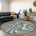 thumbnail image 1 of Addison Rugs Chantille Indoor/Outdoor Transitional Swirls Teal Washable Round Rug, 8' x 8', 1 of 6