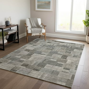 Addison Rugs Chantille Indoor/Outdoor Transitional Squares Taupe Washable Rectangle Rug, 10' x 14'