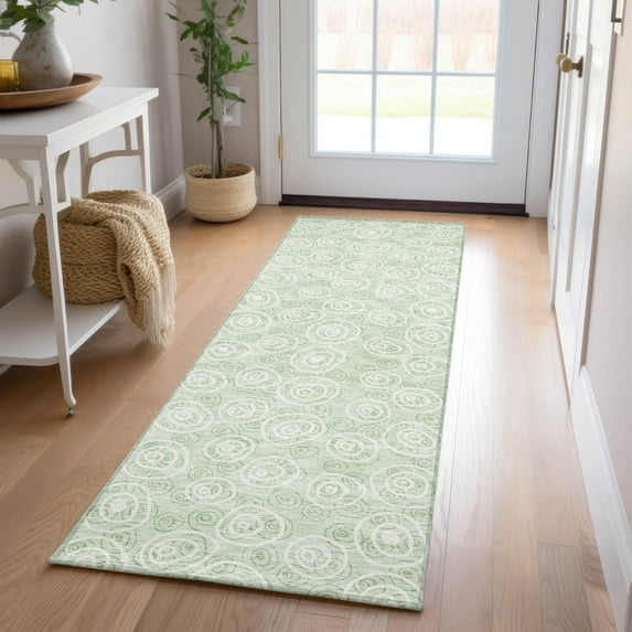 Addison Rugs Chantille Indoor/Outdoor Transitional Circles Mint Washable Runner Rug, 2'3" x 7'6"