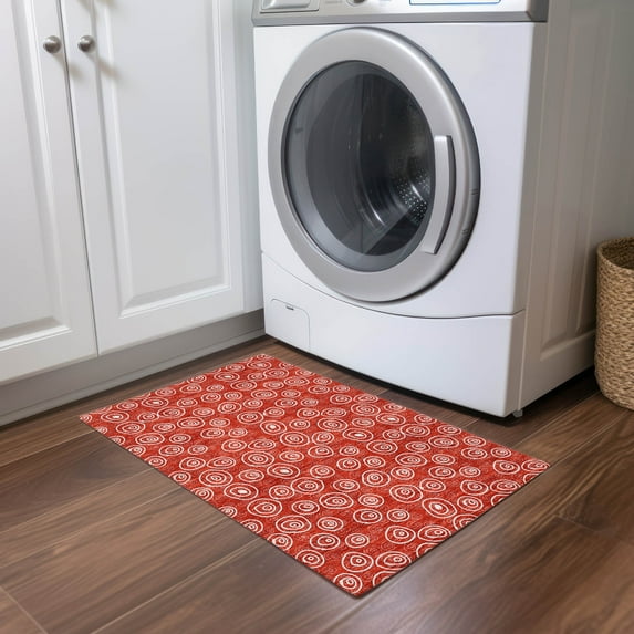 Addison Rugs Chantille Indoor/Outdoor Transitional Circles Red Washable Rectangle Rug, 1'8" x 2'6"