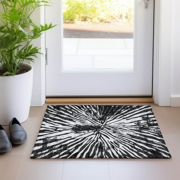 Addison Rugs Chantille Indoor/Outdoor Transitional Modern Black Washable Rectangle Rug, 1'8" x 2'6"