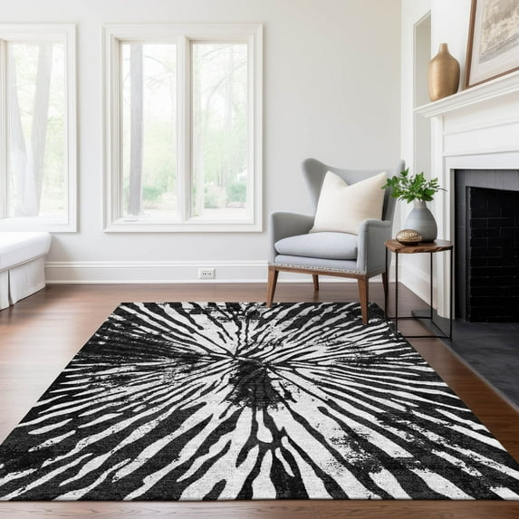 Addison Rugs Chantille Indoor/Outdoor Transitional Modern Black Washable Rectangle Rug, 3' x 5'