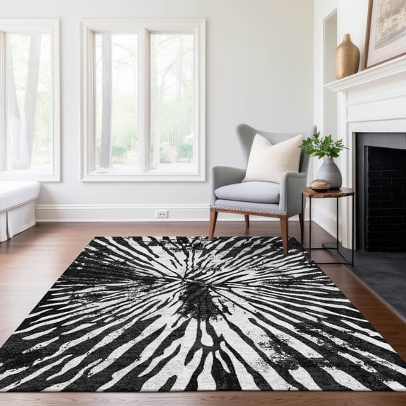 Addison Rugs Chantille Indoor/Outdoor Transitional Modern Black Washable Rectangle Rug, 9' x 12'