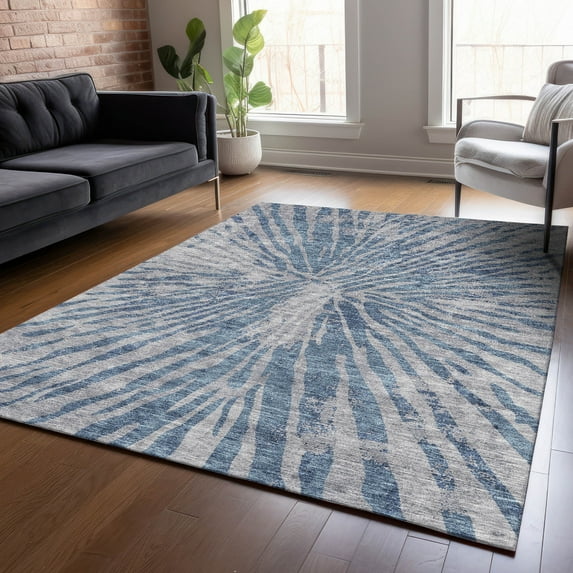 Addison Rugs Chantille Indoor/Outdoor Transitional Modern Blue Washable Rectangle Rug, 10' x 14'
