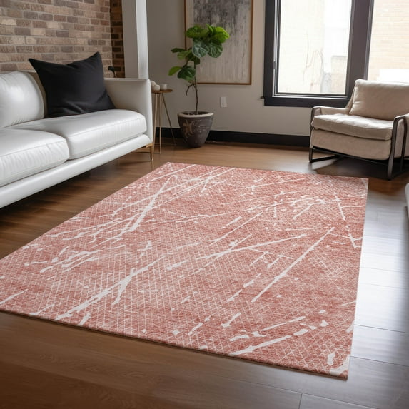 Addison Rugs Chantille Indoor/Outdoor Transitional Lines Blush Washable Rectangle Rug, 8' x 10'