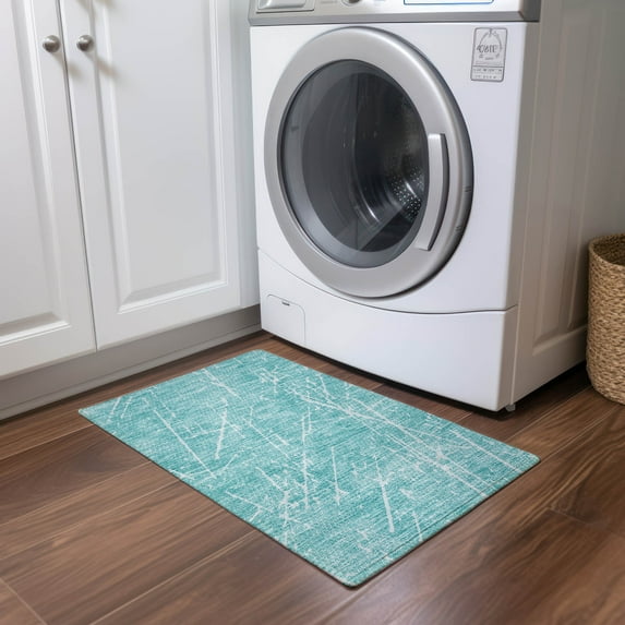 Addison Rugs Chantille Indoor/Outdoor Transitional Lines Teal Washable Rectangle Rug, 1'8" x 2'6"