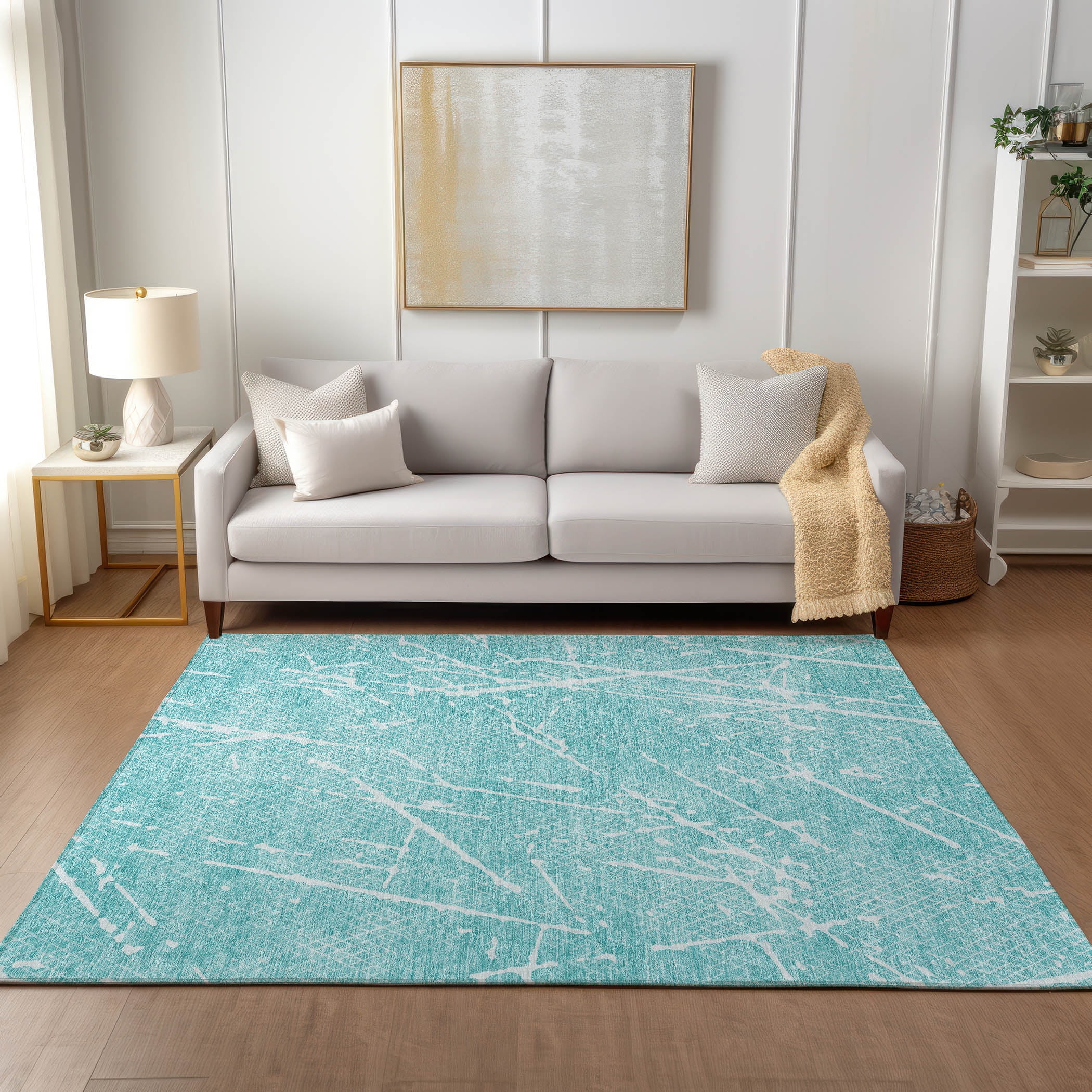 Addison Rugs Chantille Indoor/Outdoor Transitional Lines Teal Washable ...