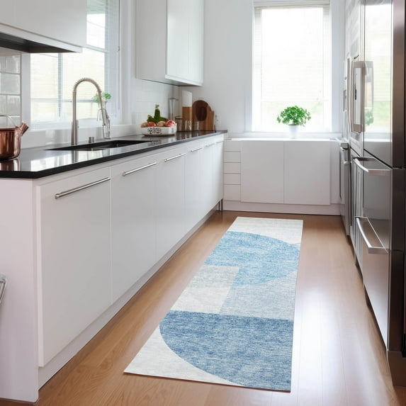 Addison Rugs Chantille Indoor/Outdoor Transitional Modern Blue Washable Runner Rug, 2'3" x 7'6"