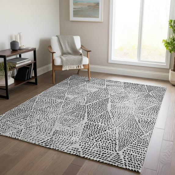 Addison Rugs Chantille Indoor/Outdoor Transitional Diamond Pewter Washable Rectangle Rug, 5' x 7'6"