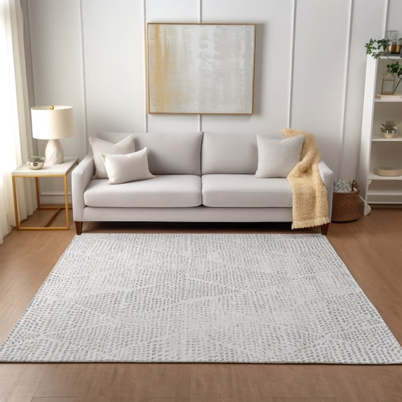 Addison Rugs Chantille Indoor/Outdoor Transitional Diamond Silver Washable Rectangle Rug, 3' x 5'